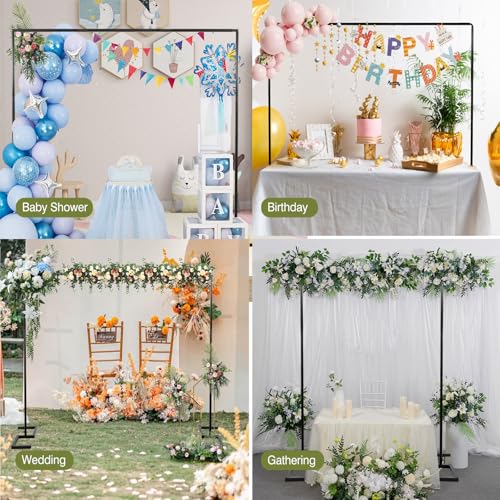 8.2FT x 8FT Square Backdrop Stand Heavy Duty Black Wedding Arch with Clamps - color: Matte Black