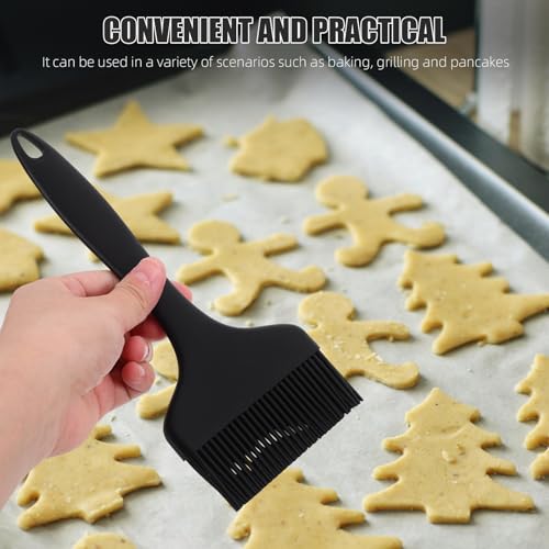 ibasenice Multi-use Pastry Brush for Baking And Bbq Grilling, Heat-resistant Silicone Basting Brushes for Cooking Oil, Butter And Marinades, Food-safe Kitchen Tool with Hanging Hole,black - color: Black