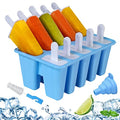 Silicone Popsicle Molds 10-cavity, DIY Ice Pop Mold for Kids Adult Teens, BPA Free Ice Cream Molds for Party Yogurt Juice Smoothies Sticks - color: Blue-10 cavity