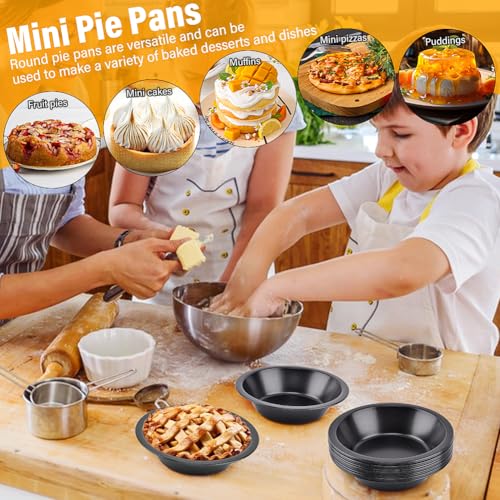 12 Pack 5" Mini Black Tart Pans, Carbon Steel Round Mini Pie Tins