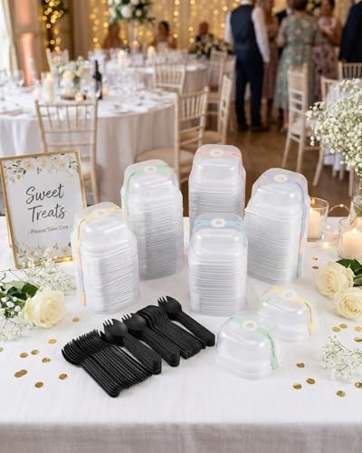 Plastic Mini Cupcake Container, 100 Pack Clear Plastic Mini Cake Box Individual Cupcake Containers, Cup Cake Holders With Lid For Wedding Birthday Party Gifts Supplies (Two-piece pack) - size: Two-piece pack