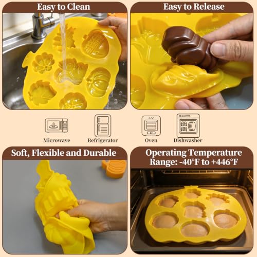 Fall Silicone Molds, 2 Pack Thanksgiving Soap Molds 14 Cavity - color: Thanksgiving Soap Molds