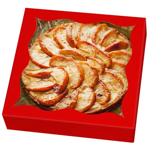 qiqee Auto-pop Up Red Pie Boxes with Window 12x12x3 Inch 24Packs Cookie Donut Bakery Box - color: Red
