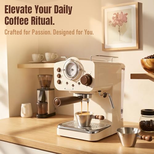 Baalaka 3.4oz Espresso Cups Set 2, Stainless Steel with Wooden Handles