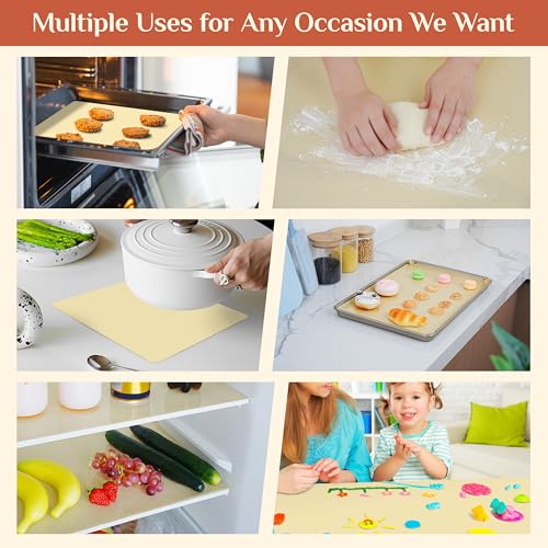 GTJ Silicone Baking Mat Roll, Reusable Baking Sheet Liners, 20 in x 6 ft - color: Beige, size: 72"L x 20"W
