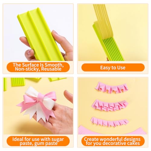 4 Pcs Fondant Strip Cutter, MultiCutter Ribbon Rectangle Cookie Cutter
