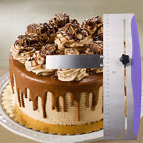 12 Inch Adjustable Cake Scraper, Stainless Steel Cake Smoother with Scale