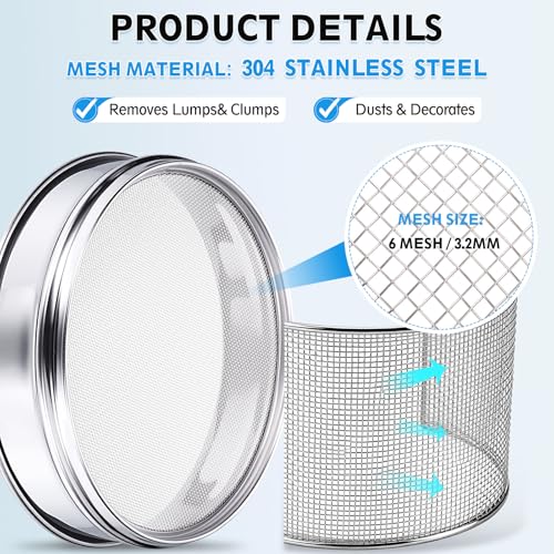 PATIKIL Lab Sieve 6 Mesh(3.2mm) 3.9"(10cm) Diameter Sifting Screen - size: 6 Mesh(3.2mm)/3.9"