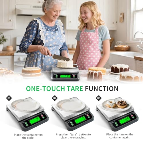 Large Digital Kitchen Scale40kg Stainless Stee with 6 Unit Tare PCS Funtion - color: Grey-40kg, size: Grey-40kg