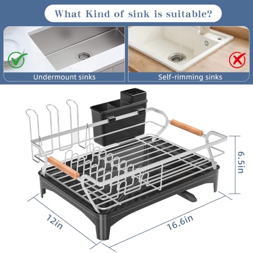 Dish Drying Rack,Space Saving Dish Drainer for Kitchen Counter& Sink,Silver - color: Silver