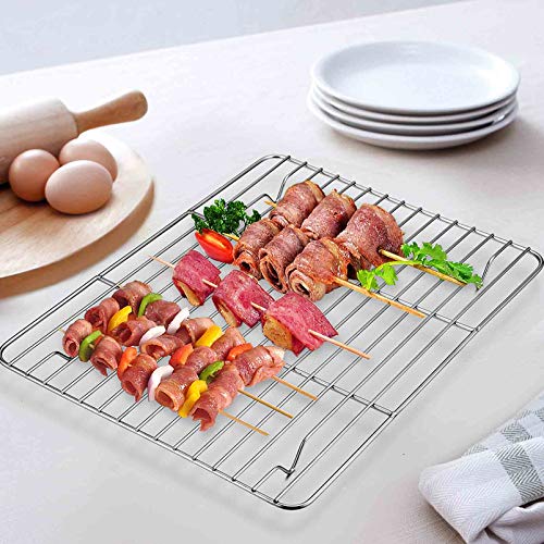 TeamFar Toaster Oven Pan with Cooling Rack, 10.4"x 8"x1" Toaster Oven Tray - size: 10.4 x 8.1 x 1 inch