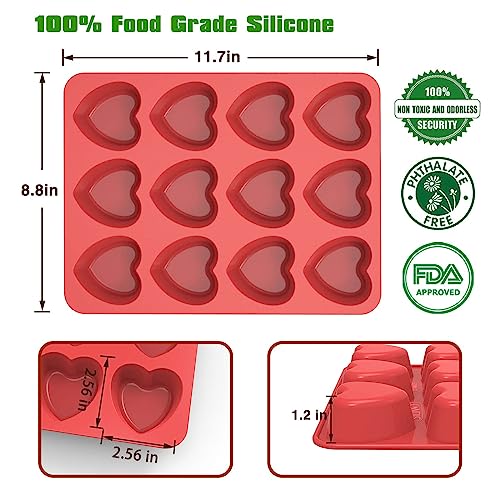 SILIVO 2 Pack Heart Shaped Cupcake Pan, Nonstick Heart Shaped Muffin Pans
