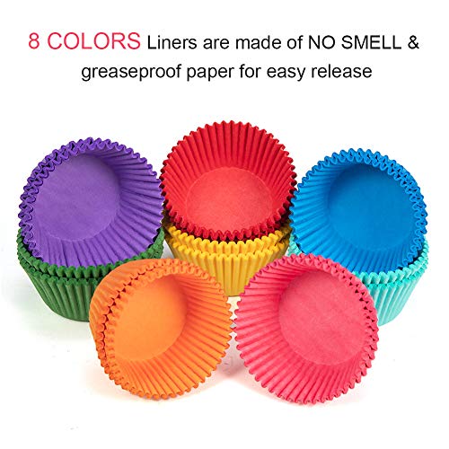Bright Rainbow Standard Cupcake Liners Solid Colorful Paper Baking Cups 400-Count (Pack of 2) - size: Standard Size (Pack of 2)