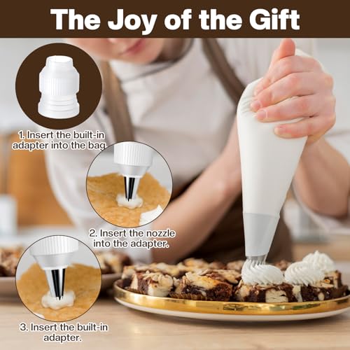 JJUNW 9cs Reusable Piping Bags and Tips Set, Pastry Bags for Cake Decorating, Frosting Icing Tips Drop Flower Piping Tip for Cake Decorating, Baking Supplies