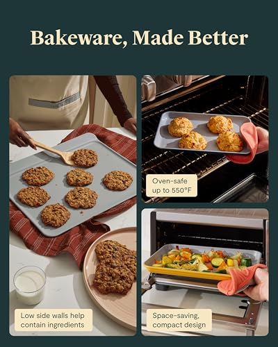Caraway Non-Stick Ceramic Baking Sheet Trio and Cookie Sheet Set - color: Cream, size: Baking Sheet Trio & Cookie Sheet