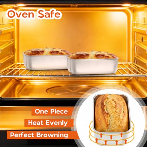 Onader 6¼ x 3⅝ Inch Bread Loaf Pan Set of 4, Stainless Steel Mini Loaf Pan - size: Small