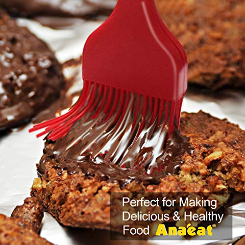 Anaeat High Heat Resistant Silicone Basting Pastry Brush Set of 3- Hygienic One-Pieces Design Spread Oil Butter for BBQ Grill Barbecue Baking Kitchen Cooking - BPA Free & Dishwasher Safe (10"+8.2") - color: 3 Pcs (10" Red + 8.2" Black)