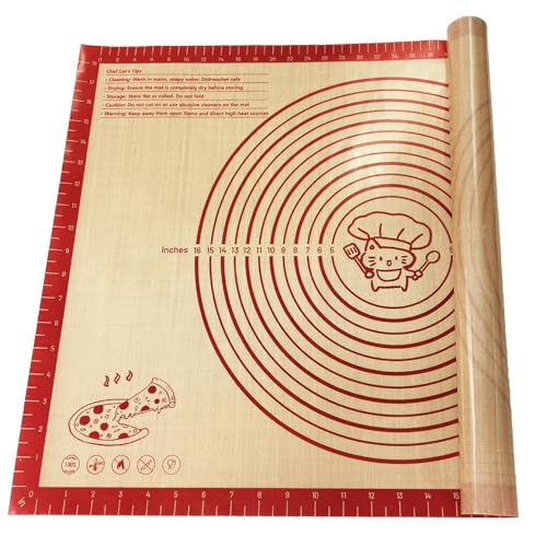 28" x 20" Silicone Baking Mat with Measurements, Red