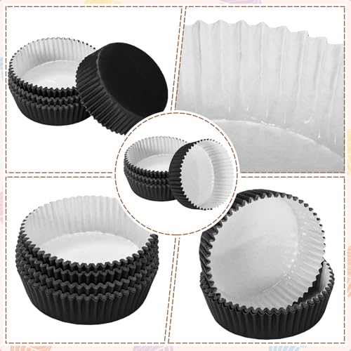 Uiifan 50 Pcs Paper Baking Cups Muffin Liners Microwave Safe,Black - color: Black