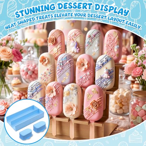 2 Set 3.6in Cakesicle Cutter with 9in Dual-slot Tray Cake Mold Set - color: Blue, size: 3.6in, style: Dual-slot