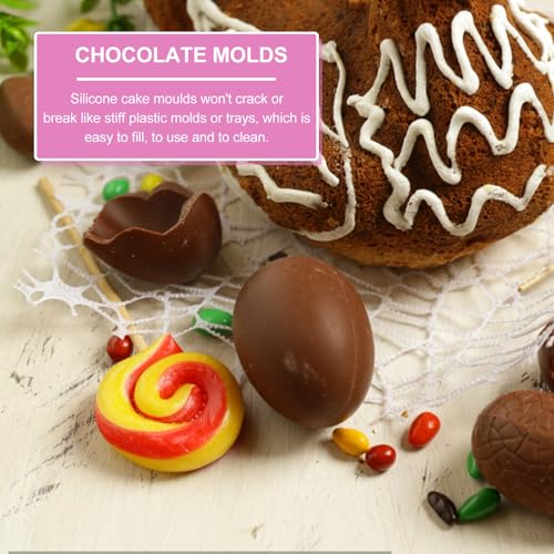 TOYANDONA Silicone Easter Egg Cake Mold – 8-cavity Non-stick Easter Egg Shaped Baking Mold Jelly Baking Mould Ice Cube Tray for Diy Cooking Chocolate, Muffins, And Cakes – Coffee Color - size: 27.00X16.00X2.00CM
