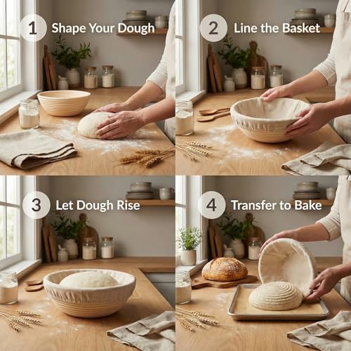8 PCS Bread Proofing Basket Cloth Liner (3 Round & 3 Oval) & 2 Sourdough Starter Jar Covers, 10 Inch Banneton Basket Cover for Sourdough Baking, Reusable Dough Bowl Liner (Combo) - color: 3 Round +3 Oval + 2 Jar Covers