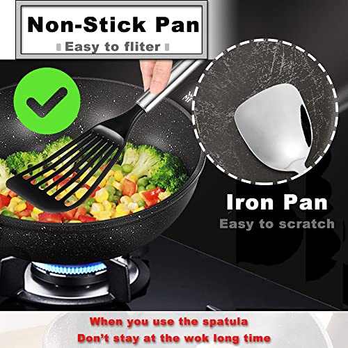 Tenta Kitchen SPatulas Set Stainless Steel Slotted Spatula, Egg Fish Spatulas Set For Nonstick Cookware, (Set Of 2)