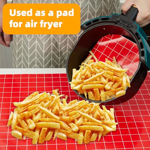 Silicone Baking Mat Roll 12IN*8FT Free Cutting, Non-Slip Pastry Mat, Non-Stick Reusable Air Fryer Liner, Oven Liners, Counter Mat, Freeze Dryer Mat, Easily Cut to Size Fit All Ovens Pans Tins Dishes - color: Red, size: 96"L x 12"W