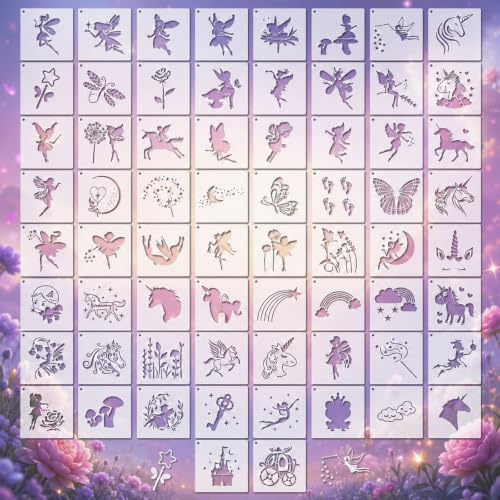 66 Pcs Small Stencils for Crafts Reusable 3 Inch Spring Genie Face Paint Stencils for Painting on Wood Walls Card Rock Canvas Fabric Scrapbook Journaling (3 inch Genie) - color: 66 Pcs Genie