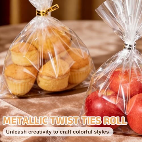 Metal Twist Ties, Metallic Twist Ties Roll Bread Twisty 350 Yard - color: Green