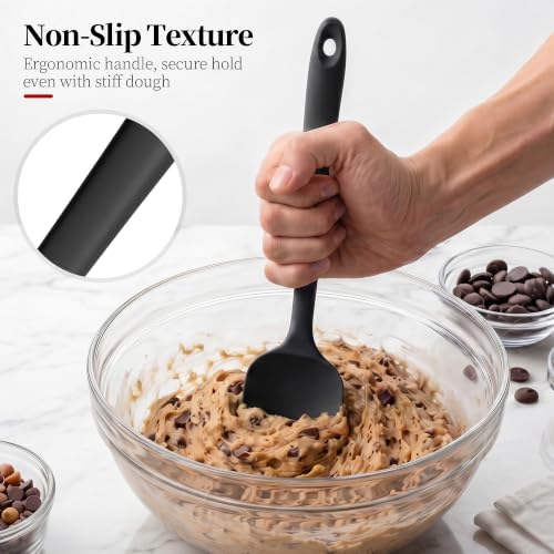 600ºF Heat Resistant Silicone Spoon Spatula Set of 3, Black - color: (2) Black, size: 3 Spoon Spatulas