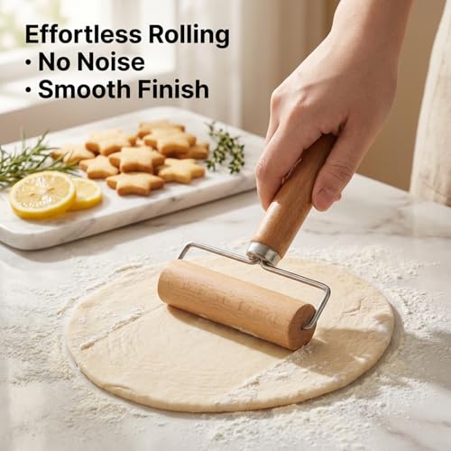 2 Pcs Wooden Dough Roller, Wooden Rolling Pin Set (2 Sizes)