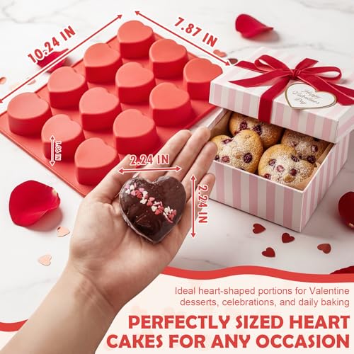 HKNMTT 2Pcs Silicone Heart Molds for Chocolate Muffin 12-Cavity Nonstick - style: 2.2" Heart 2PCS