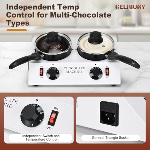 2026 Upgrade Chocolate Melting Pot,2x1L Chocolate Melting Machine(80W,110V) - size: Double Pots