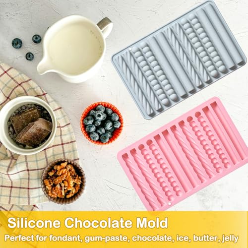 2 Pack Finger Biscuit Silicone Molds 16 Cavities Cereal Bars Baking Mould