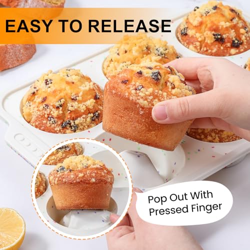 Vinino Silicone Jumbo Muffin Pan with Reinforced Frame for Oven, BPA-Free - size: Jumbo: 6-Cup x 2 Pcs