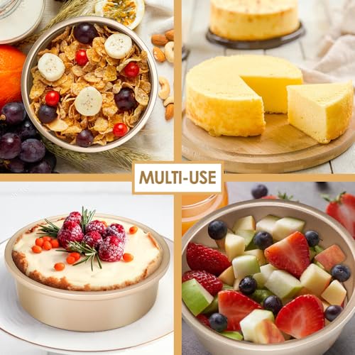 6 Inch Round Cake Pan Set of 3, Nonstick Coating Baking Round Cake Pans with Remvable Bottom for Birthday Layered Cakes,Party, Circle Cake Tins With Wider Grips for Oven Air Fryer, Gold - color: 6-Inch Cake Pan Set of 3 Gold