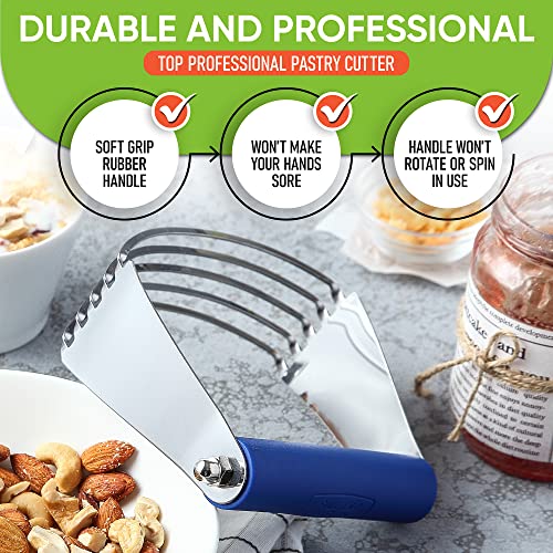 Spring Chef Large Dough Blender For Baking - Pro Pastry Blender - Sapphire - color: Sapphire, size: 4" Large
