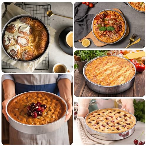 LIANYU 9 Inch Round Cake Pan Set of 2, Stainless Steel Layer Pan for Baking - size: 9x2 Inch