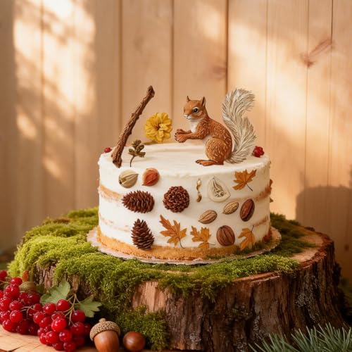 1 Pc Squirrel Acorn Maple Leaf Pine Cone Silicone Fondant Mold 3D Forest Animal Chocolate Candy Mold for Cake Decorating Cupcake Toppers Gum Paste Resin Crafts Autumn Baking Tool Thanksgiving
