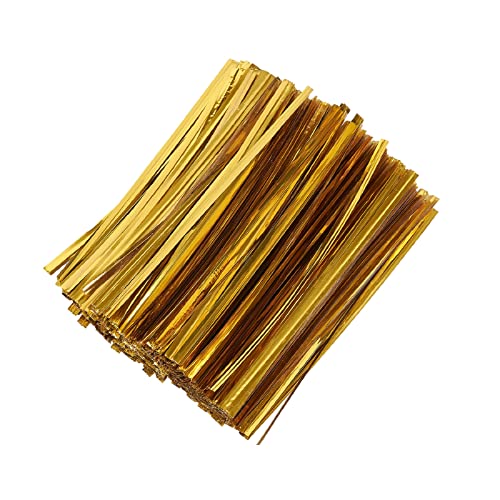 800 Pcs 4" Metallic Twist Ties(Gold) for Bakery Ties, Candy Bags, Coffee Bags, Goodie Bags Ties - color: Gold