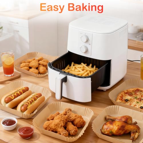400 Pcs Air Fryer Liners Disposable, 8” Square Unbleached Heavy Duty Air Fryer Paper Liners, Parchment Paper for 5-8 qt Airfryer Basket, Non-Stick & Non-Leak Airfryer Liners for Deep Fryer Accessories - size: 8" Square