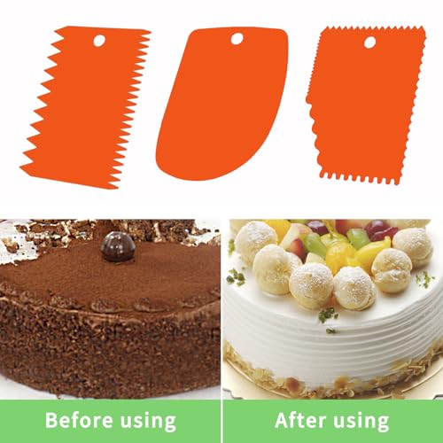Cake Scraper, 6 Pcs Cake Smoother Scraper, Dough Scraper Orange - color: Orange