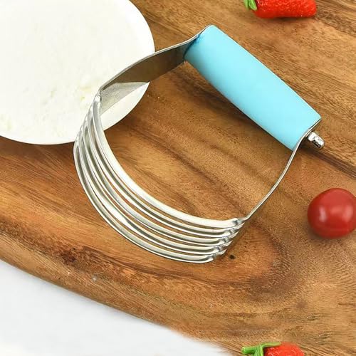 Dough Blender, Top Professional Pastry Cutter with Heavy Duty Stainless Steel Blades, Medium Size - color: Blue
