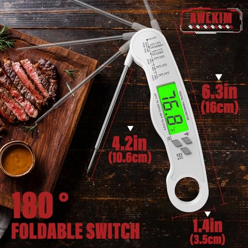 AWLKIM Meat Thermometer Digital, Instant Read Food Thermometer, White - color: 1 Pack White
