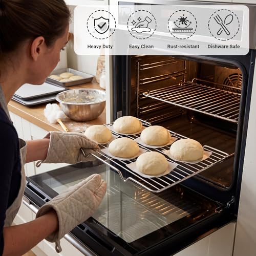 Lounsweer 2 Pack Cooling Racks, 5L x 10.5W x 1H Stainless Steel Wire Rack for Baking Sheet, Large Cookie Cooling Rack, Oven Safe Cooking Racks for Sheet Pan, Dishwasher Safe, Fits Third Size Pans - size: 5L X 10.5W X 1H