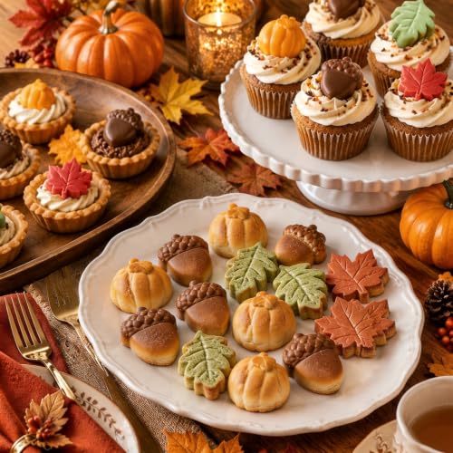 Fall Silicone Molds for Chocolate, 2Pcs 12-Cavities Autumn Molds - color: Brown+Yellow