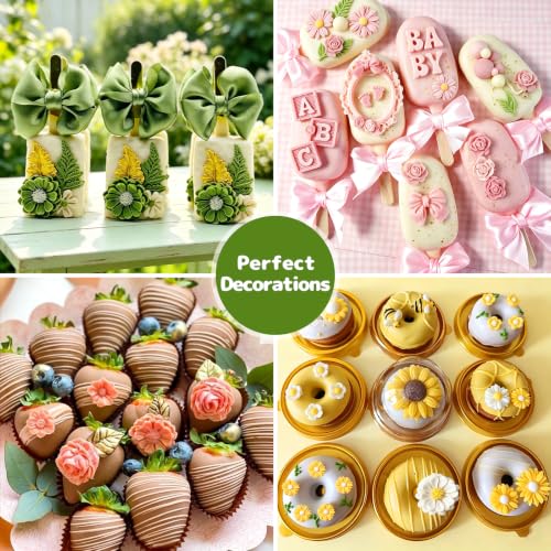 Flower Silicone Mold, 5 Pcs Rose Sunflower Daisy Fern Leaf Fondant Molds - color: Flower Silicone Mold, Pink