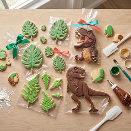 Dinosaur Silicone Molds Tropical Leaf Fondant Mold Set of 4 - color: Style L
