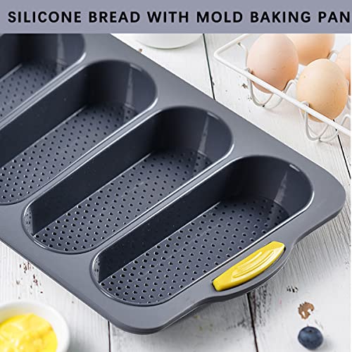 DOERDO Silicone French Baguettes Baking Mould Non-stick French Bread Baking Mould Silicone Loaf Pan for Home Restaurant